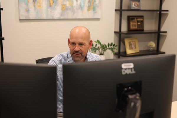 Aaron Hatanpa working at his desk